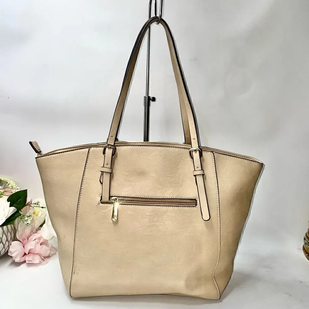 Charming Charlie Snakeskin Print Tote Bag Tan XLarge